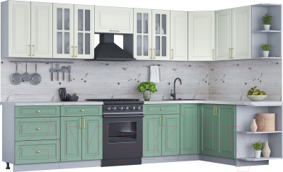 Готовая кухня Интерлиния Мила Шато 1.7x3.3 правая - фото