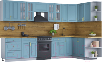 Готовая кухня Интерлиния Мила Шато 1.7x3.3 правая - фото