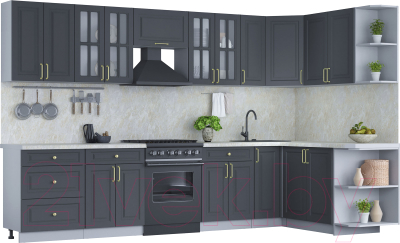 Готовая кухня Интерлиния Мила Шато 1.7x3.3 правая - фото