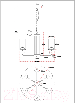 Люстра Arte Lamp Matar A4027LM-6PB
