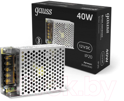 Адаптер для светодиодной ленты Gauss 40W 12V IP20 / 202003040