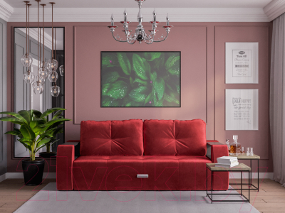 Диван Mebel-Ars Еврокнижка Мальтида (бархат красный Star Velvet 3 Dark Red)