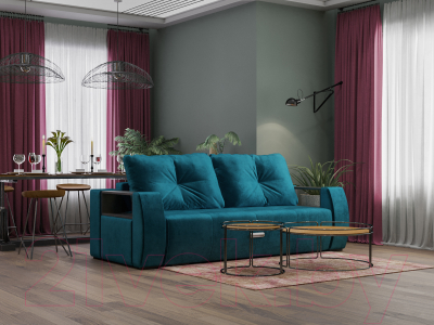 Диван Mebel-Ars Еврокнижка Мальтида (бархат сине-зеленый Star Velvet 43 Black Green)