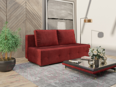 Диван Mebel-Ars Еврокнижка Марсель №1 (бархат красный Star Velvet 3 Dark Red)