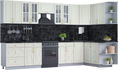 Готовая кухня Интерлиния Мила Шато 1.7x3.4 правая - фото