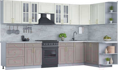 Готовая кухня Интерлиния Мила Шато 1.7x3.4 правая - фото