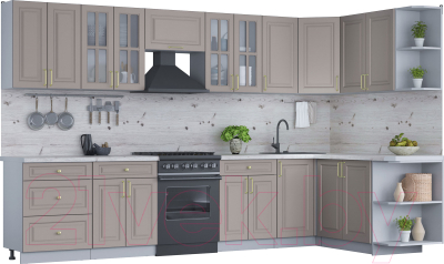 Готовая кухня Интерлиния Мила Шато 1.7x3.4 правая - фото