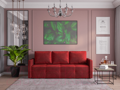 Диван Mebel-Ars Еврокнижка Марсель №2 (бархат красный Star Velvet 3 Dark Red)