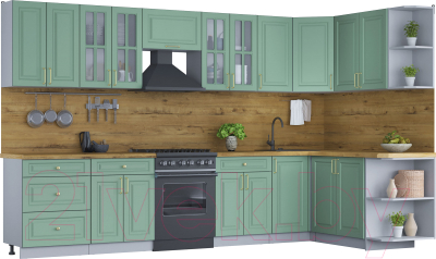 Готовая кухня Интерлиния Мила Шато 1.7x3.4 правая - фото