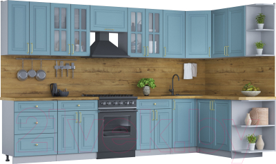 Готовая кухня Интерлиния Мила Шато 1.7x3.4 правая - фото