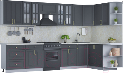 Готовая кухня Интерлиния Мила Шато 1.7x3.4 правая - фото