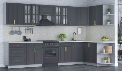 Готовая кухня Интерлиния Мила Шато 1.7x3.4 правая