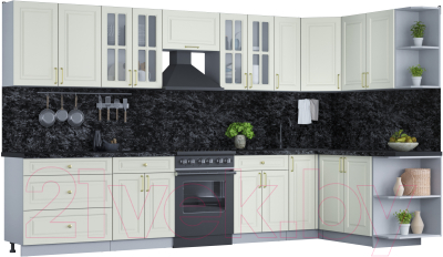 Готовая кухня Интерлиния Мила Шато 1.7x3.5 правая - фото