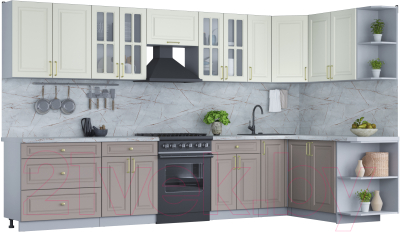 Готовая кухня Интерлиния Мила Шато 1.7x3.5 правая - фото