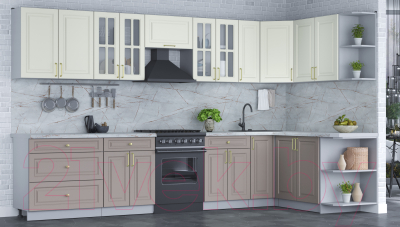 Готовая кухня Интерлиния Мила Шато 1.7x3.5 правая