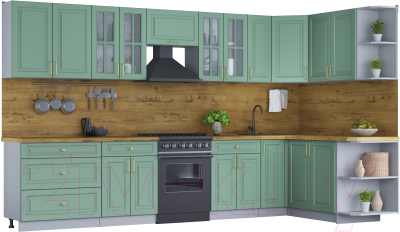 Готовая кухня Интерлиния Мила Шато 1.7x3.5 правая - фото