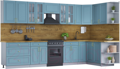 Готовая кухня Интерлиния Мила Шато 1.7x3.5 правая - фото