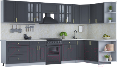 Готовая кухня Интерлиния Мила Шато 1.7x3.5 правая - фото