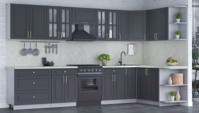 Готовая кухня Интерлиния Мила Шато 1.7x3.5 правая