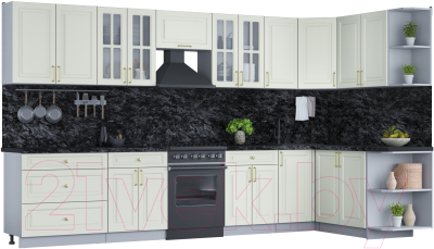 Готовая кухня Интерлиния Мила Шато 1.7x3.6 правая - фото