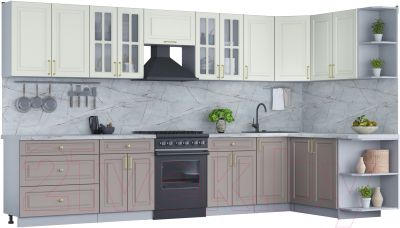 Готовая кухня Интерлиния Мила Шато 1.7x3.6 правая - фото