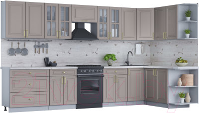 Готовая кухня Интерлиния Мила Шато 1.7x3.6 правая - фото