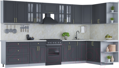 Готовая кухня Интерлиния Мила Шато 1.7x3.6 правая - фото