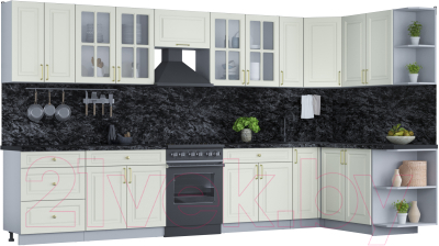 Готовая кухня Интерлиния Мила Шато 1.7x3.7 правая - фото