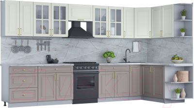 Готовая кухня Интерлиния Мила Шато 1.7x3.7 правая - фото