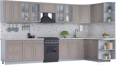 Готовая кухня Интерлиния Мила Шато 1.7x3.7 правая - фото