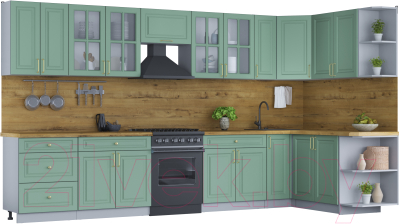 Готовая кухня Интерлиния Мила Шато 1.7x3.7 правая - фото