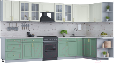 Готовая кухня Интерлиния Мила Шато 1.7x3.7 правая - фото