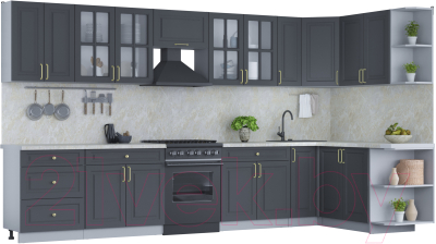 Готовая кухня Интерлиния Мила Шато 1.7x3.7 правая - фото