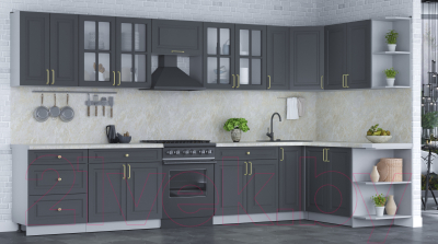 Готовая кухня Интерлиния Мила Шато 1.7x3.7 правая