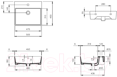 Умывальник Berges Ego 50x45 182002