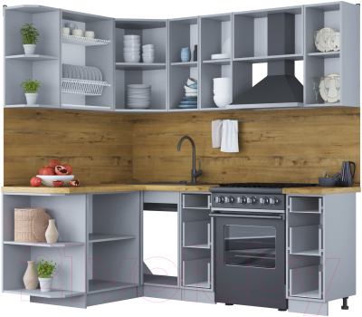 Кухонный гарнитур Интерлиния Мила Шато 1.5x2.1 левая (белый/белый/кастилло темный)