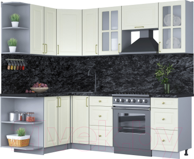 Готовая кухня Интерлиния Мила Шато 1.5x2.3 левая - фото