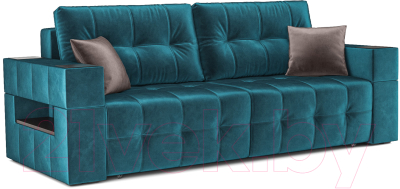 Диван Mebel-Ars Еврокнижка Венеция (бархат сине-зеленый Star Velvet 43 Black Green) - фото