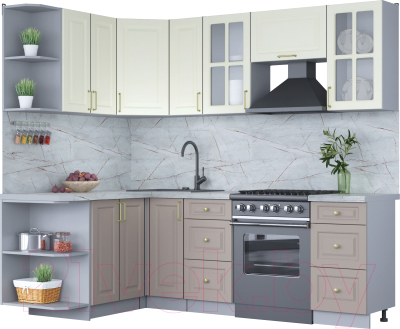 Готовая кухня Интерлиния Мила Шато 1.5x2.3 левая - фото