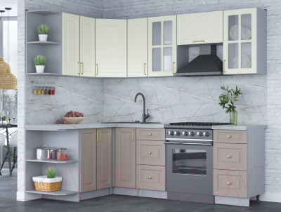 Готовая кухня Интерлиния Мила Шато 1.5x2.3 левая