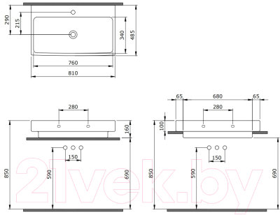 Умывальник Berges Strati 80x48.5 182007