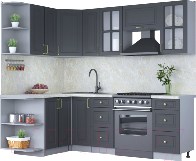 Готовая кухня Интерлиния Мила Шато 1.5x2.3 левая - фото