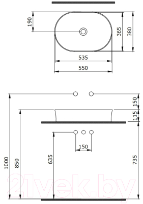 Умывальник Berges Ego SL 55x38 181012