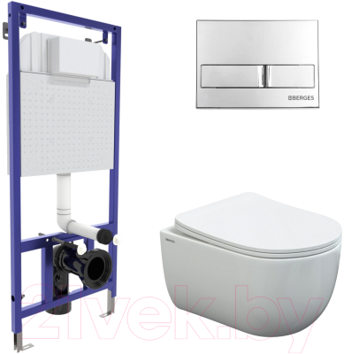 Унитаз подвесной с инсталляцией Berges Ventas Rimless / 043237 (с сиденьем) - фото