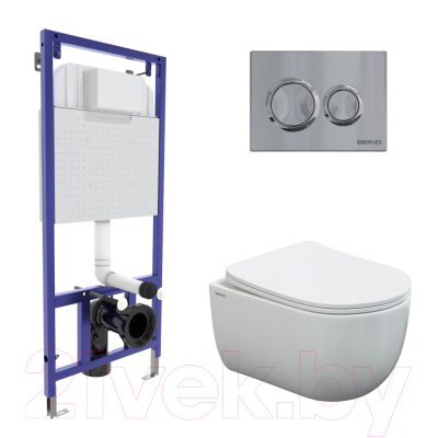 Унитаз подвесной с инсталляцией Berges Ventas Rimless / 043241 (с сиденьем) - фото