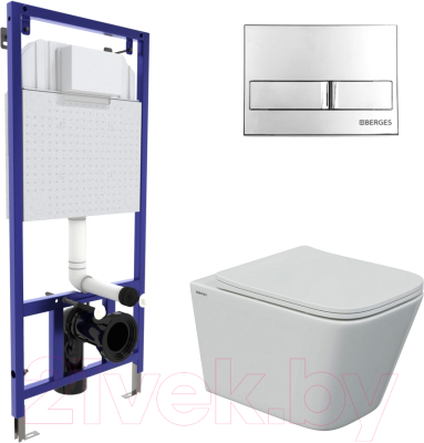 Унитаз подвесной с инсталляцией Berges Floe S Rimless / 043242 - фото