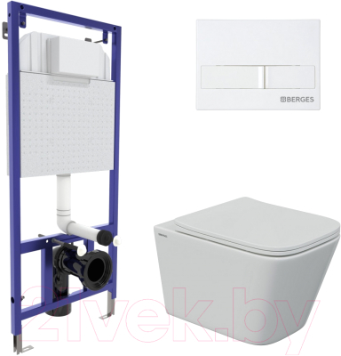 Унитаз подвесной с инсталляцией Berges Floe S Rimless / 043244 - фото