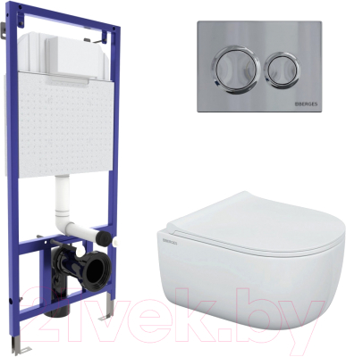 Унитаз подвесной с инсталляцией Berges Ego Rimless / 043249 (с сиденьем) - фото