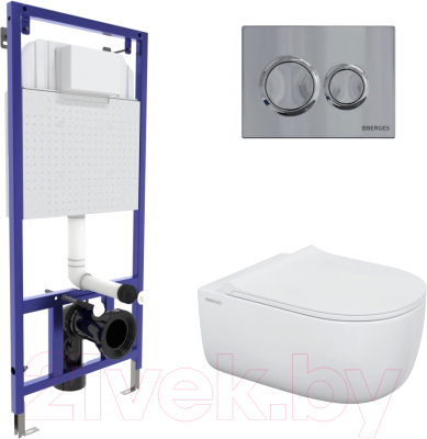 Унитаз подвесной с инсталляцией Berges Ego XL Rimless / 043302 (с сиденьем) - фото