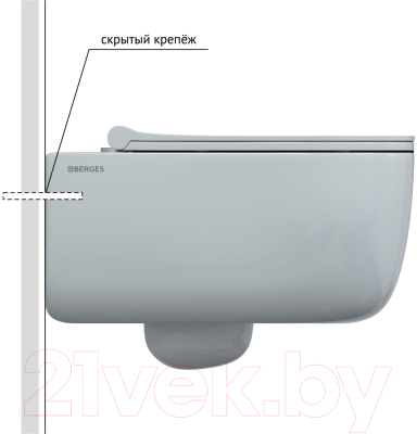 Унитаз подвесной с инсталляцией Berges Ego XL Rimless / 043302 (с сиденьем)